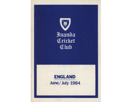INANDA CRICKET CLUB (JOHANNESBURG) CRICKET TOUR TO ENGLAND 1984 BROCHURE