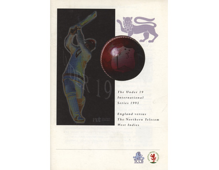 ENGLAND U19 V WEST INDIES U19 1993 CRICKET BROCHURE