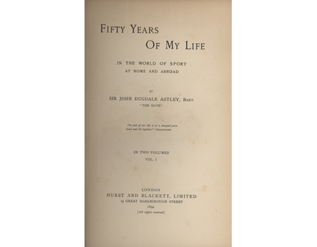 FIFTY YEARS OF MY LIFE - IN THE WORLD OF SPORT AT HOME AND ABROAD (2 VOLUMES)
