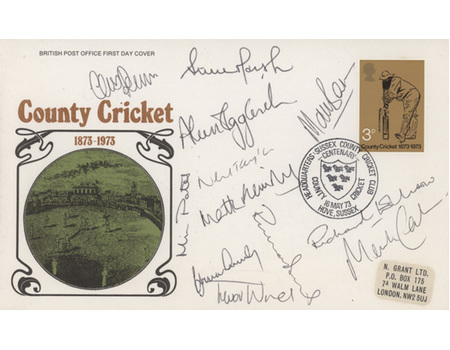 COUNTY CRICKET 1873-1973 OFFICIAL FIRST DAY COVER  - SIGNED BY 12 KENT PLAYERS