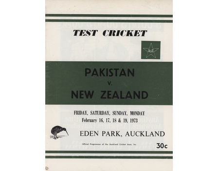NEW ZEALAND V PAKISTAN 1973 CRICKET PROGRAMME (RECORD 10TH WICKET PARTNERSHIP)