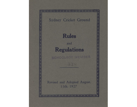 SYDNEY CRICKET GROUND RULES AND REGULATIONS 1927