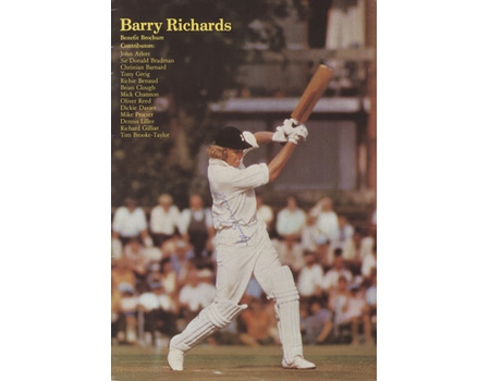 BARRY RICHARDS (HAMPSHIRE) 1977 SIGNED CRICKET BENEFIT BROCHURE