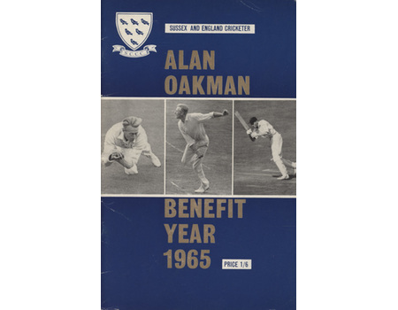 ALAN OAKMAN (SUSSEX) 1965 CRICKET BENEFIT BROCHURE