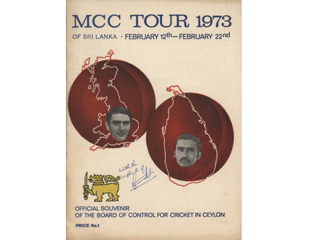 OFFICIAL SOUVENIR M.C.C. TOUR OF CEYLON 1973