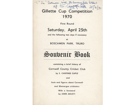 A BRIEF HISTORY OF CORNWALL COUNTY CRICKET CLUB (JIM SWANTON
