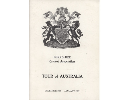 BERKSHIRE CRICKET ASSOCIATION (TOUR OF AUSTRALIA) 1986-87 CRICKET BROCHURE