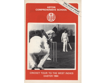 ASTON COMPREHENSIVE SCHOOL CRICKET TOUR TO WEST INDIES 1984 BROCHURE