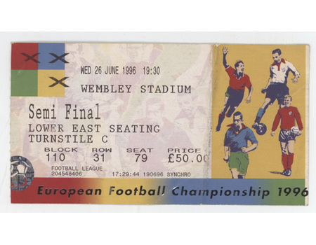 EUROPEAN FOOTBALL CHAMPIONSHIP 1996 SEMI-FINAL TICKET - ENGLAND V GERMANY