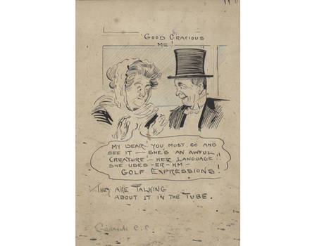 THOMAS DOWNEY 1909 ORIGINAL GOLF CARTOON