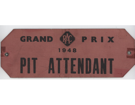 1948 BRITISH GRAND PRIX PIT ATTENDANT ARMBAND