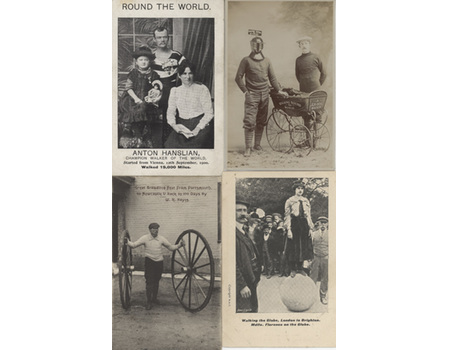 EDWARDIAN ECCENTRICS - DISTANCE WALKING POSTCARDS (X8)