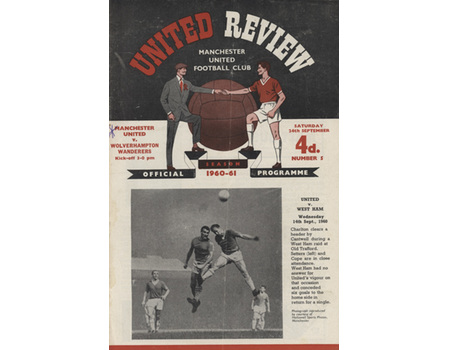 MANCHESTER UNITED V WOLVERHAMPTON WANDERERS 1960-61 FOOTBALL PROGRAMME