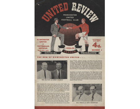MANCHESTER UNITED V TOTTENHAM HOTSPUR 1958-59 FOOTBALL PROGRAMME