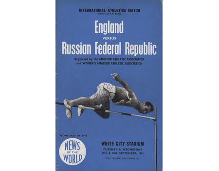 ENGLAND V RUSSIA 1961 (WHITE CITY) SIGNED ATHLETICS PROGRAMME