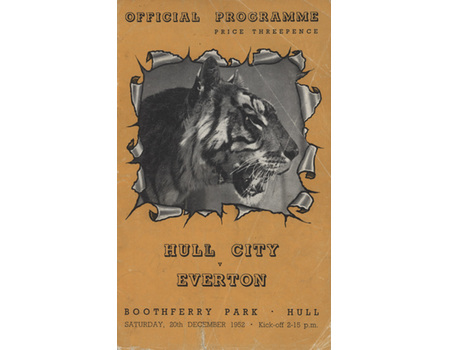 HULL CITY V EVERTON 1952-53 FOOTBALL PROGRAMME 