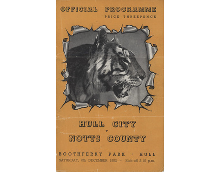 HULL CITY V NOTTS COUNTY 1952-53 FOOTBALL PROGRAMME