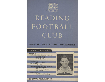 READING V EXETER CITY 1949-50 FOOTBALL PROGRAMME