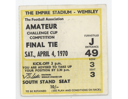 ENFIELD V DAGENHAM 1970 AMATEUR CUP FINAL FOOTBALL TICKET