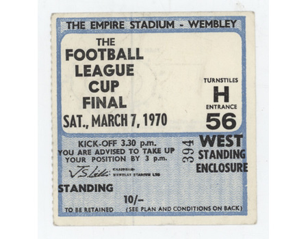 MANCHESTER CITY V WEST BROMWICH ALBION 1970 (LEAGUE CUP FINAL) FOOTBALL TICKET