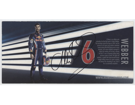 MARK WEBBER (AUSTRALIA) SIGNED MOTOR RACING CARD