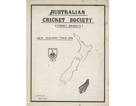 AUSTRALIAN CRICKET SOCIETY (SYDNEY BRANCH) CRICKET TOUR TO NEW ZEALAND 1978 BROCHURE