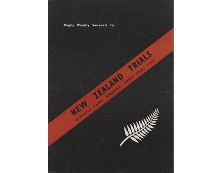 NEW ZEALAND TRIALS 1960 RUGBY UNION PROGRAMME