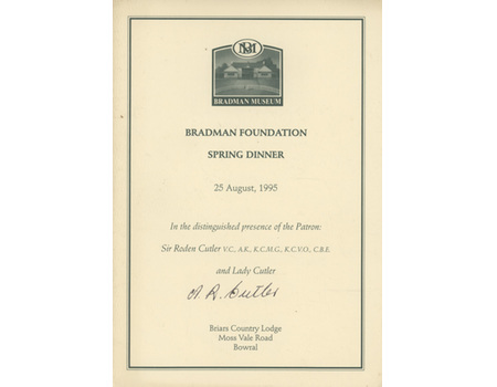 BRADMAN FOUNDATION SPRING DINNER 1995 SIGNED MENU