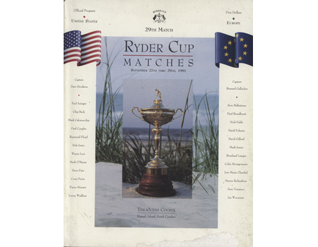 RYDER CUP 1991 (KIAWAH ISLAND) OFFICIAL GOLF PROGRAMME