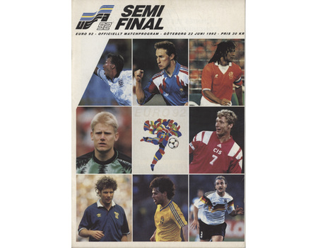 HOLLAND V DENMARK 1992 (EUROPEAN CHAMPIONSHIPS SEMI-FINAL) FOOTBALL PROGRAMME