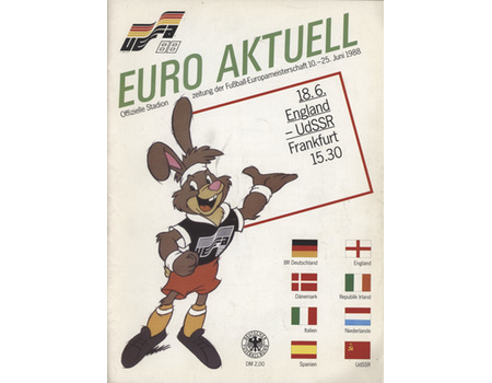 ENGLAND V RUSSIA 1988 (EUROPEAN CHAMPIONSHIPS) FOOTBALL PROGRAMME