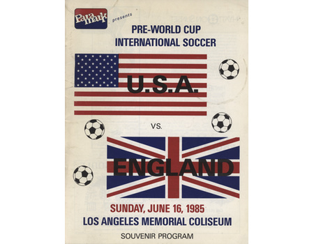 USA V ENGLAND 1985 FOOTBALL PROGRAMME