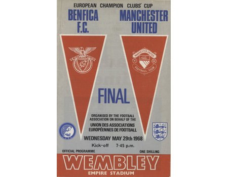 MANCHESTER UNITED V BENFICA 1968 (EUROPEAN CUP FINAL) FOOTBALL PROGRAMME (BRIAN GLANVILLE