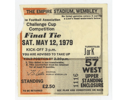 ARSENAL V MANCHESTER UNITED 1979 F.A. CUP FINAL FOOTBALL TICKET