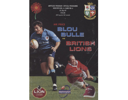 BLUE BULLS V BRITISH LIONS 1997 RUGBY UNION PROGRAMME
