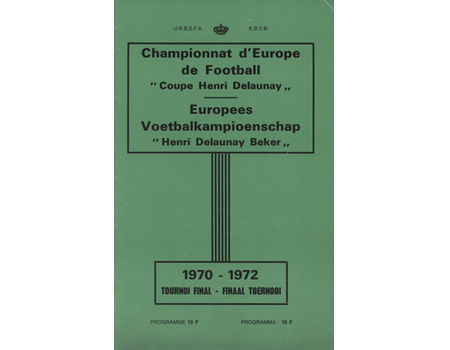 EUROPEAN FOOTBALL CHAMPIONSHIPS 1972 TOURNAMENT PROGRAMME