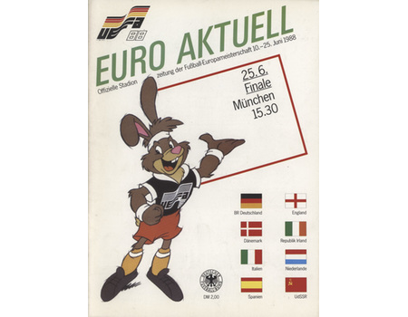 RUSSIA V NETHERLANDS 1988 (EUROPEAN CHAMPIONSHIPS FINAL) FOOTBALL PROGRAMME
