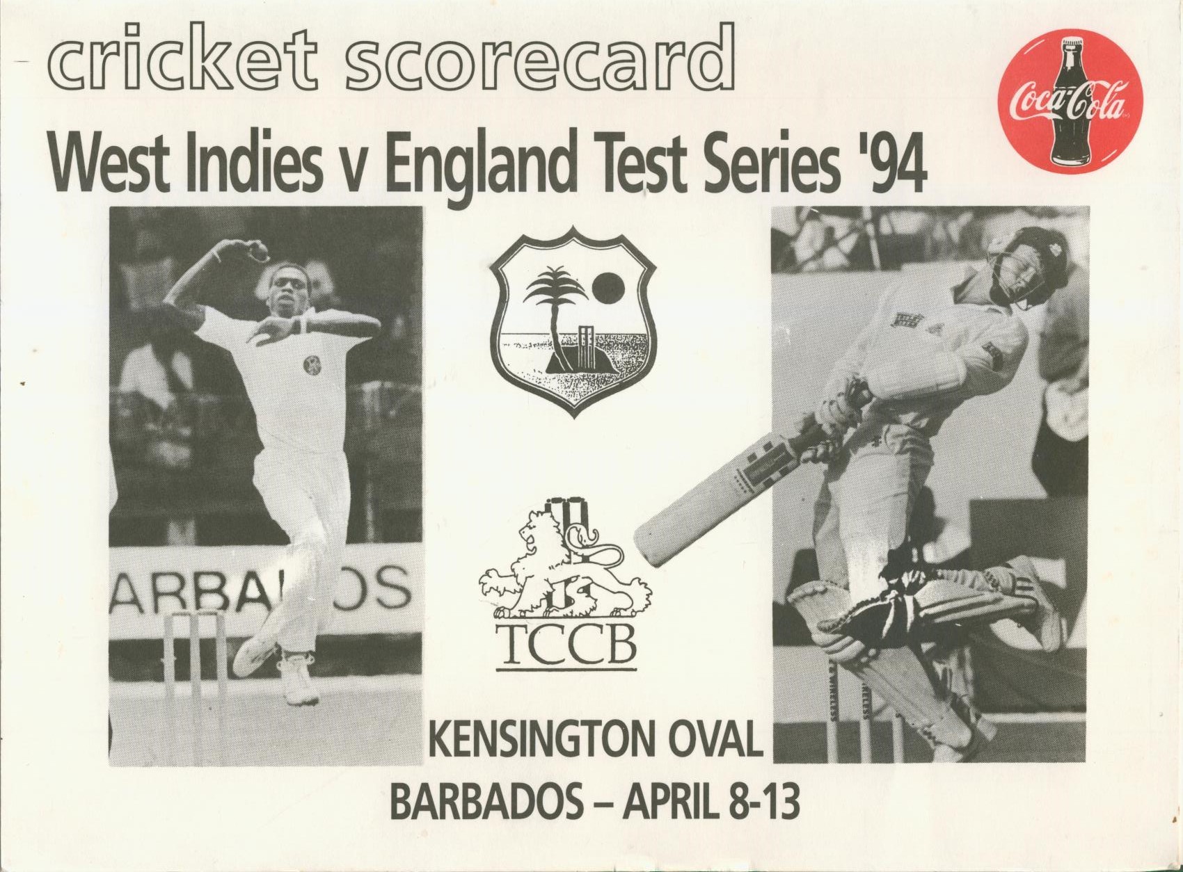 WEST INDIES V ENGLAND CRICKET SCORECARD (4TH TEST, BARBADOS) FIRST
