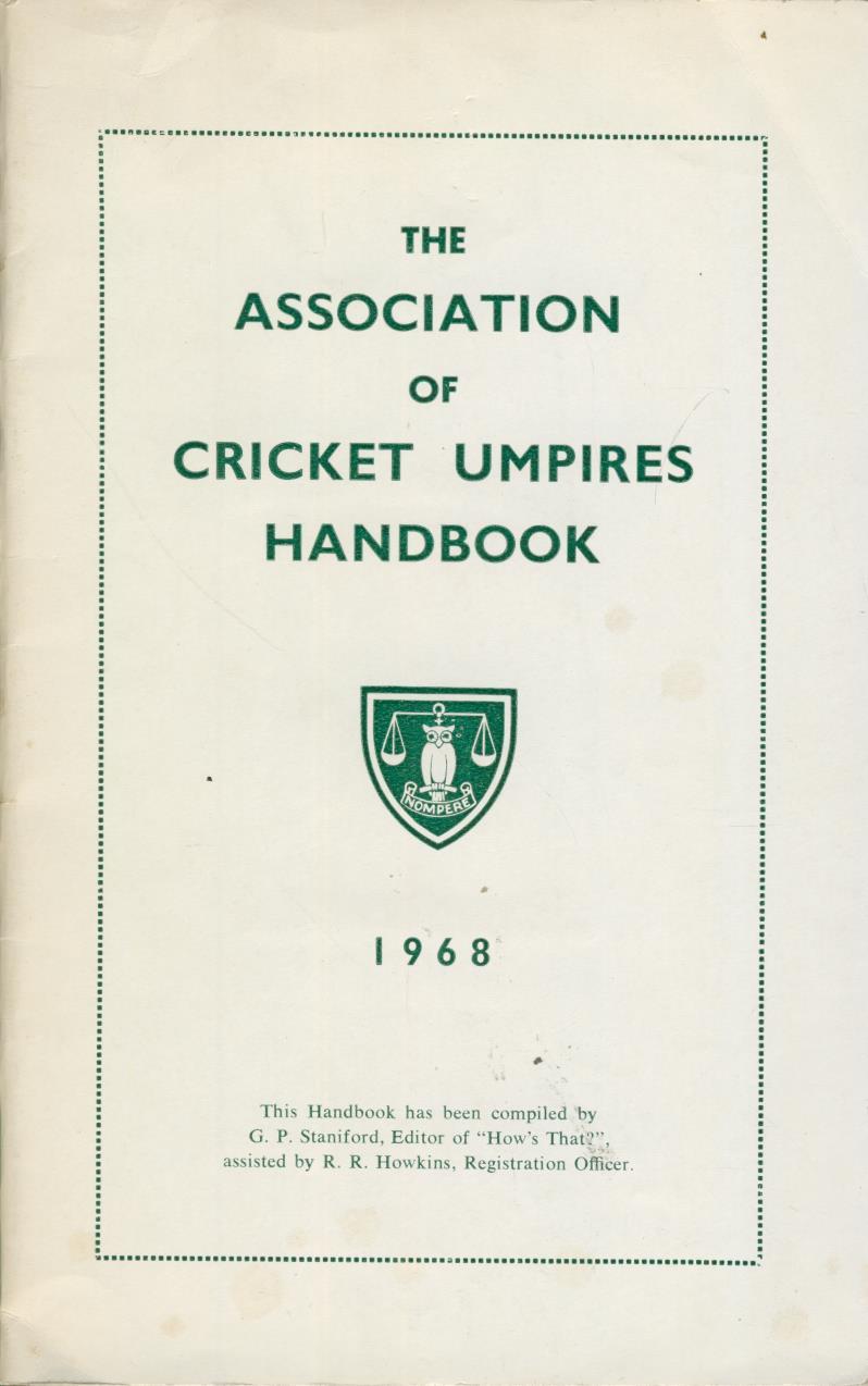 THE ASSOCIATION OF CRICKET UMPIRES HANDBOOK 1968 Cricket Annuals & Periodicals