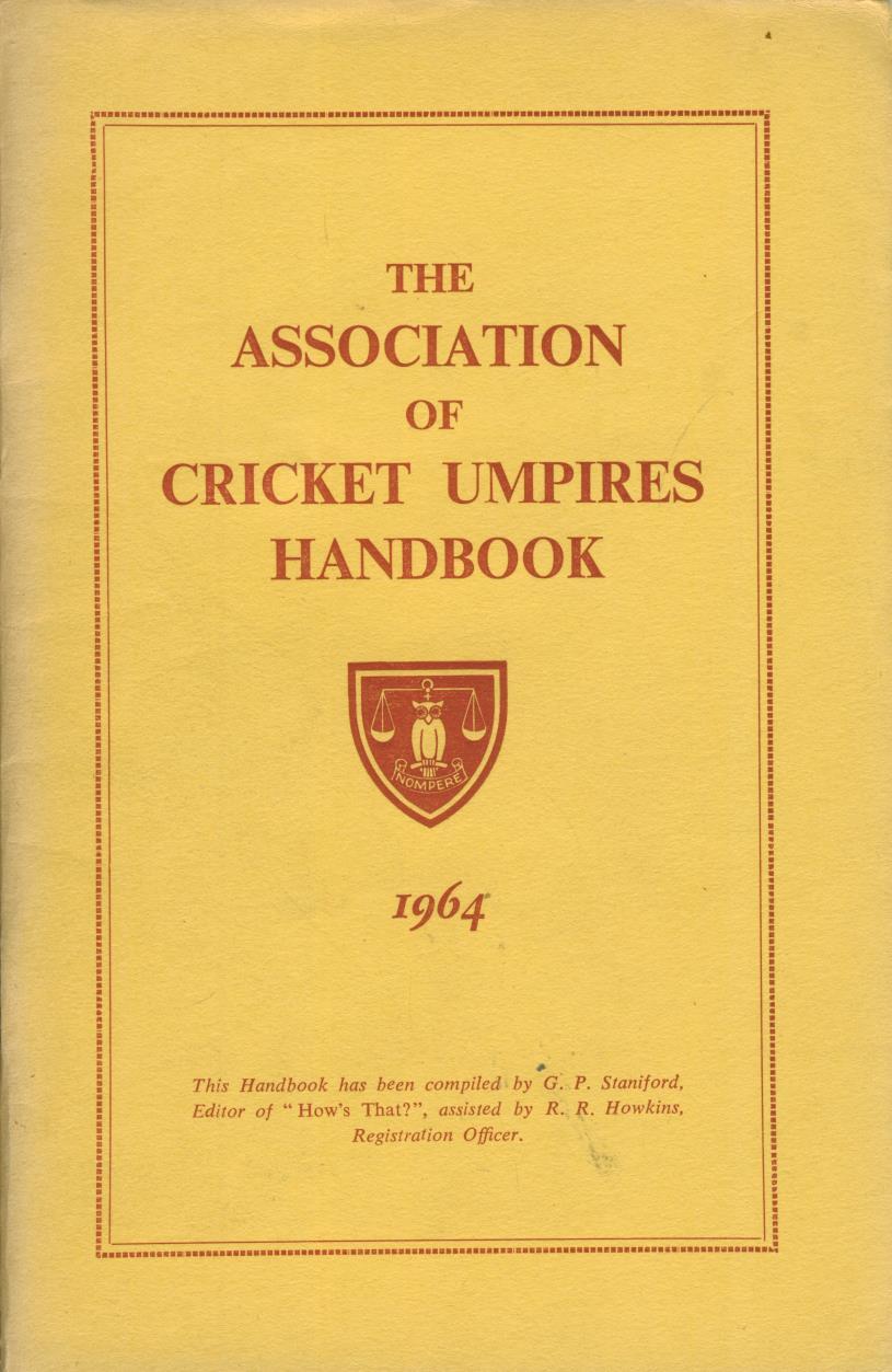 THE ASSOCIATION OF CRICKET UMPIRES HANDBOOK 1964 Cricket Annuals & Periodicals