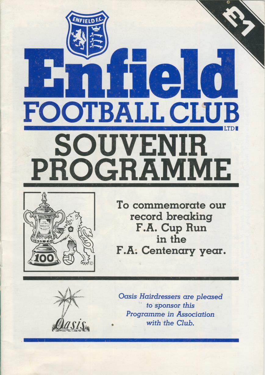 ENFIELD FOOTBALL CLUB SOUVENIR PROGRAMME TO COMMEMORATE OUR RECORD