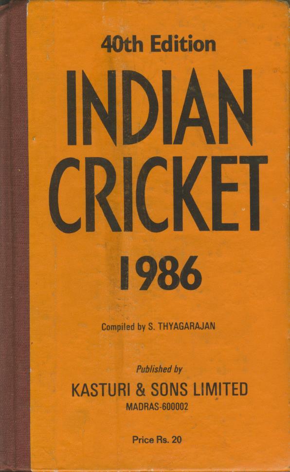 INDIAN CRICKET 1986 Overseas cricket annuals