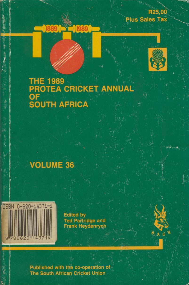 THE 1989 PROTEA CRICKET ANNUAL OF SOUTH AFRICA - Overseas ...