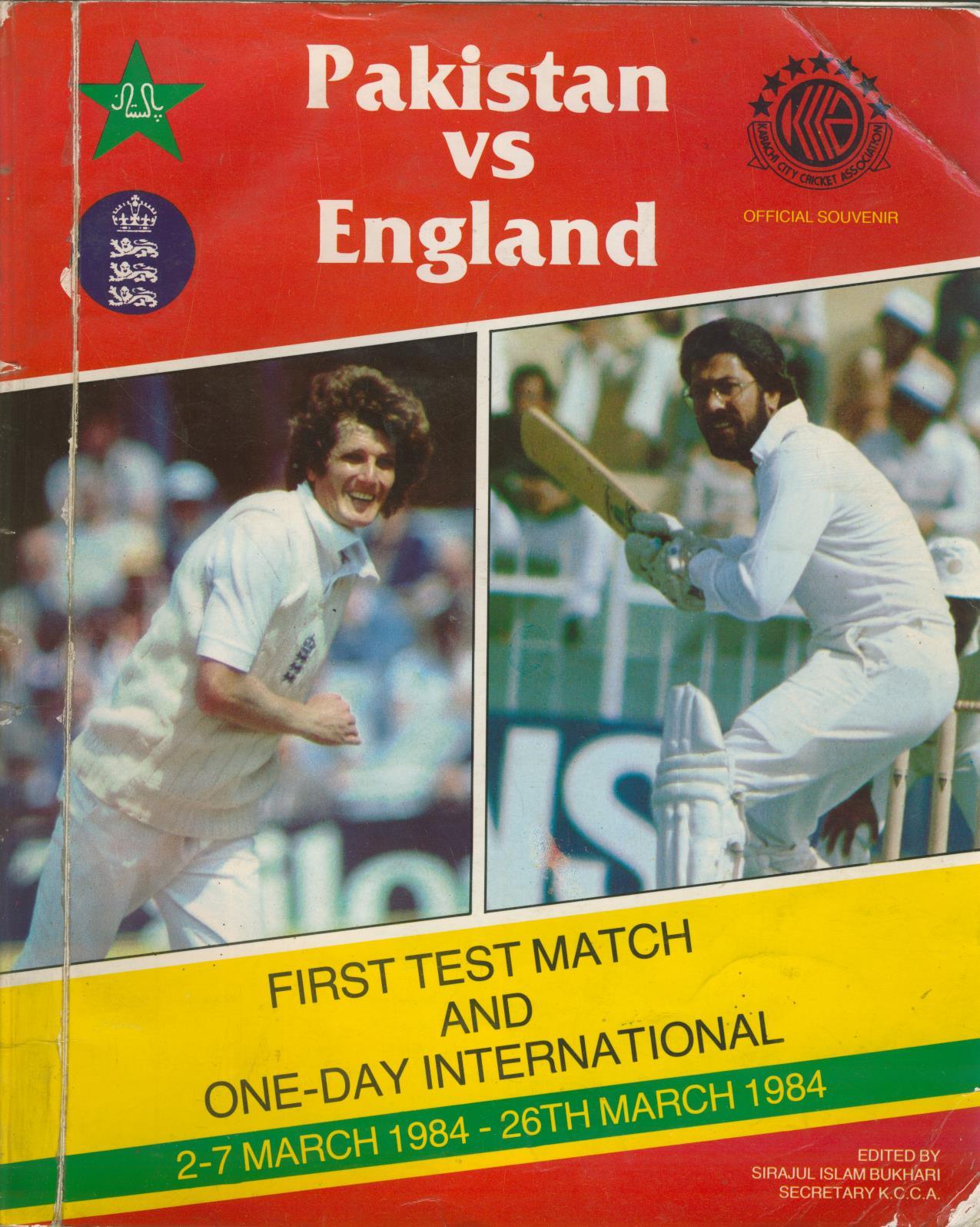 PAKISTAN V ENGLAND 1984 (KARACHI) CRICKET PROGRAMME Cricket Test