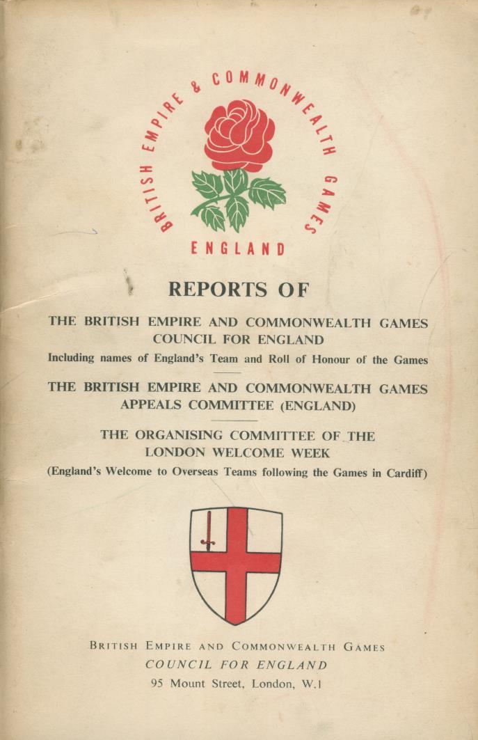 BRITISH EMPIRE AND COMMONWEALTH GAMES CARDIFF 1958 COUNCIL FOR