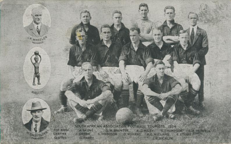 SOUTH AFRICA FOOTBALL TEAM 1924 POSTCARD (THEIR FIRST INTERNATIONAL