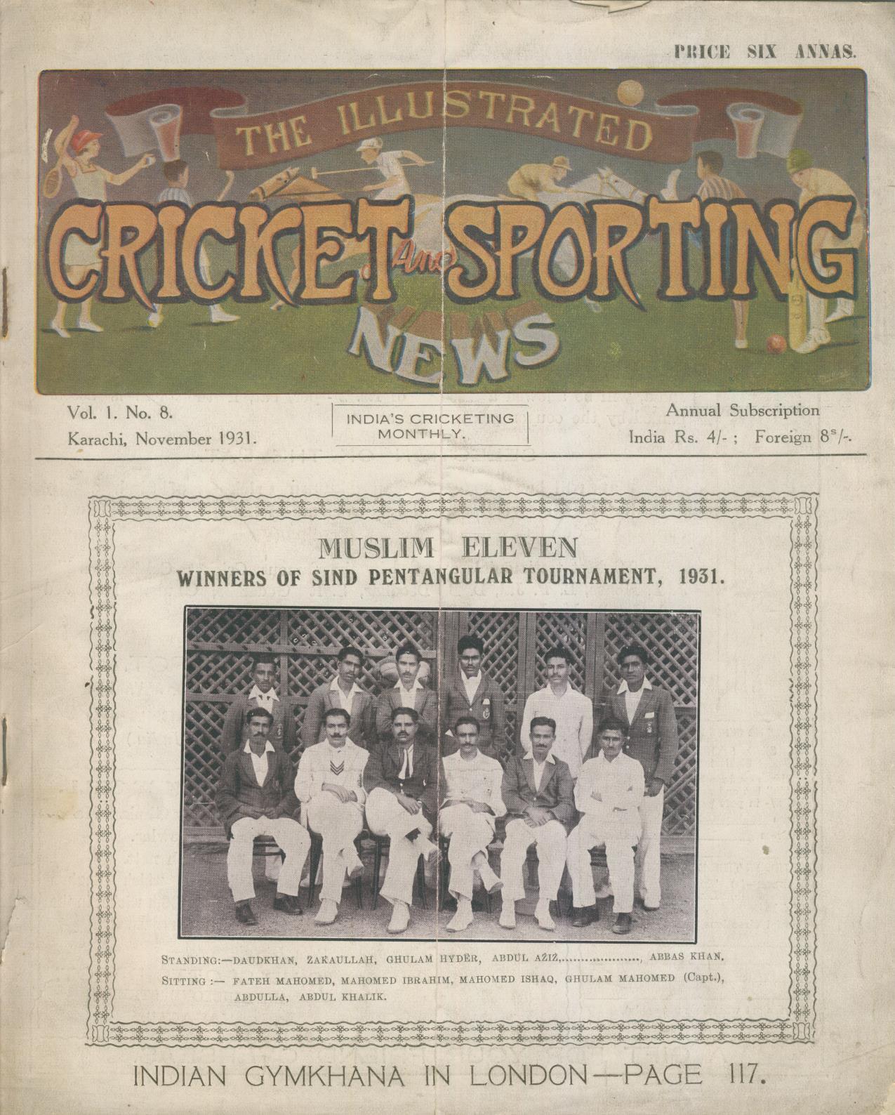 THE ILLUSTRATED CRICKET AND SPORTING NEWS NOVEMBER 1931 (CONTINUED AS