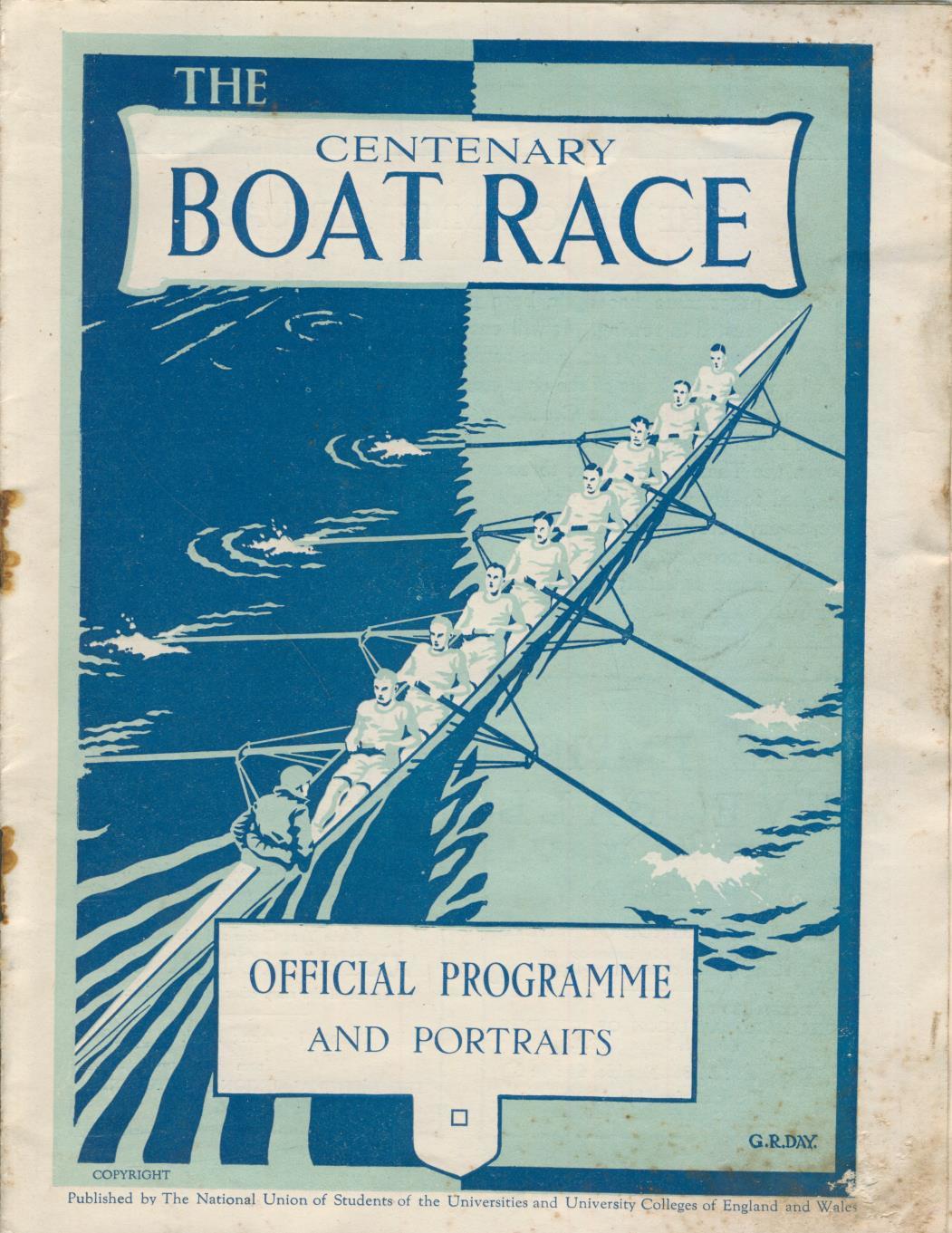 OXFORD V CAMBRIDGE UNIVERSITY CENTENARY BOAT RACE 1929 