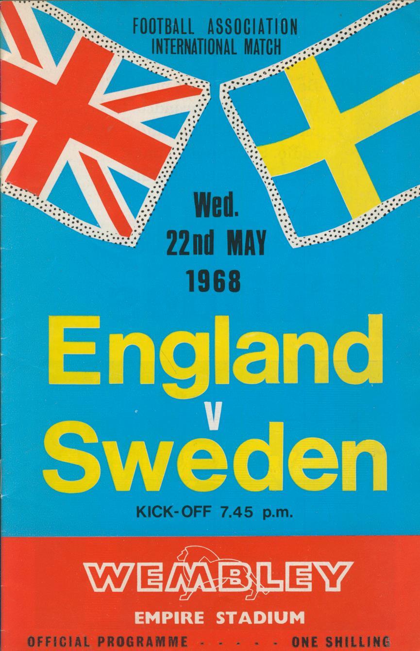 ENGLAND V SWEDEN 1968 FOOTBALL PROGRAMME International Football