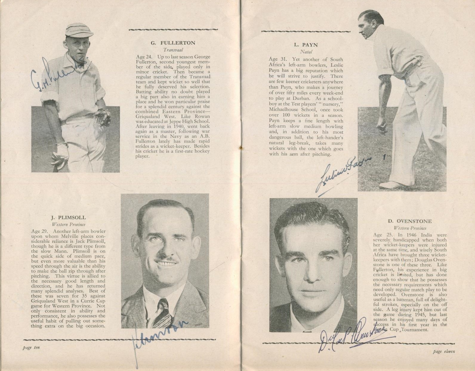 SOUTH AFRICAN CRICKET TOUR 1947 FIXTURES, RECORDS AND PHOTOGRAPHS OF
